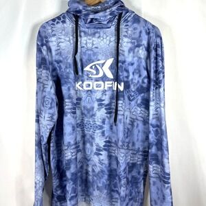Koofin Gear Men's Blue Camo High Performance Hoodie Face Mask Size Large